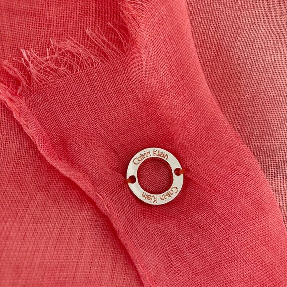 NWT Calvin Klein Dip Dye Rayon Scarf - Orange/Pink - Picture 6 of 15